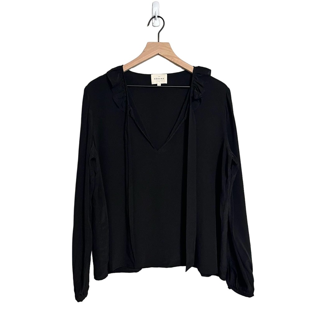 Sezane Black Blouse